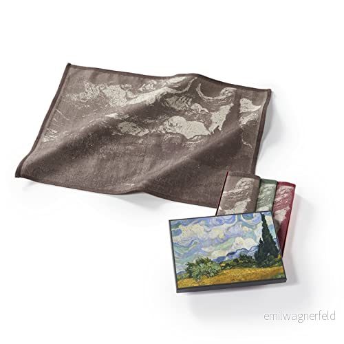 Musearta Unisex diskhanddukar i set om 3 med motivet Wheatfield konstnären Vincent Van Gogh av bomull storleken 50 x 70 cm, TT VG WC 10 V424208 4260339025440