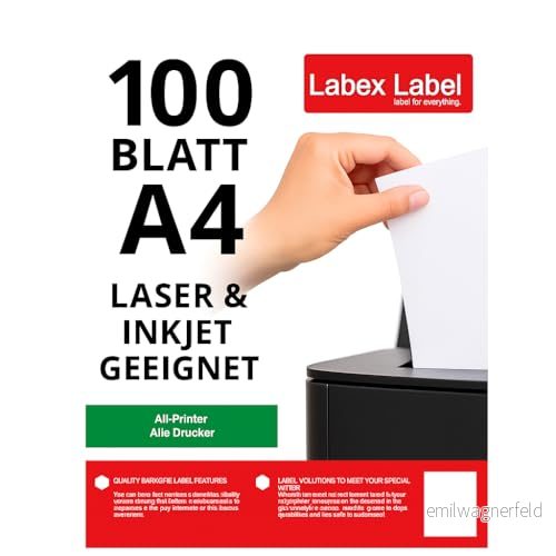 100 ark etiketter A4 tryckbara 210 x 297 mm vita, självhäftande, DIN à 1 pappersetiketter universella 8682376869256 100 ark etiketter A4 tryckbara 210 x 297 mm vita, självhäftande, DIN à 1 pappersetiketter universella 8682376869256