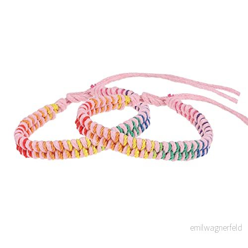 mumbi Vänskapsarmband/surfararmband, flätat smycke armband, regnbåge rosa, 2 stycken 4251657955632