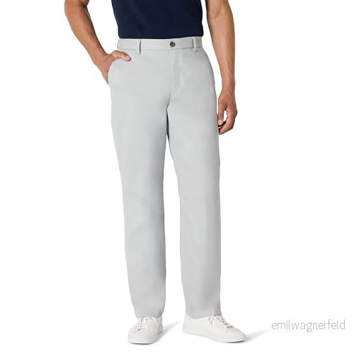 Amazon Essentials herr Classic Fit skrynkelbeständig platt framsida chinos byxa (finns i stora och långa), ljusgrå, 30 B x L 191770608333