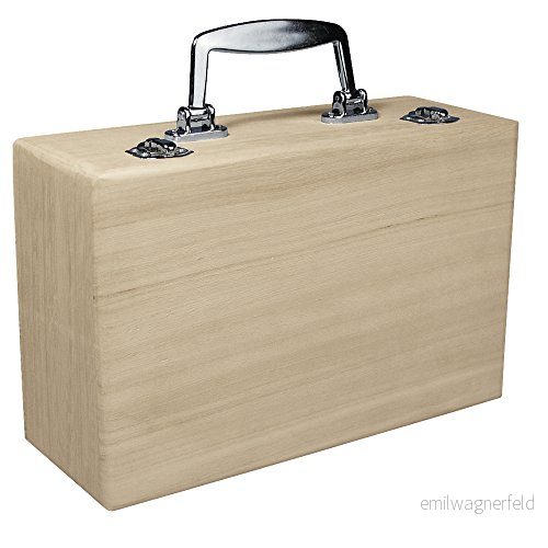 RAYHER HOBBY 6158000 träväska 25 x 16 9 cm, handtag i metallutseende, gångjärn av metall, pysselfodral, träfodral utan innerdelning, beige 4006166952210