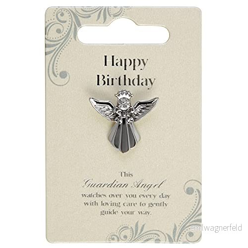 Guardian Angel Grattis på födelsedagen Presentidé Knytlapp Broschnål, silver, en storlek 5053944612957