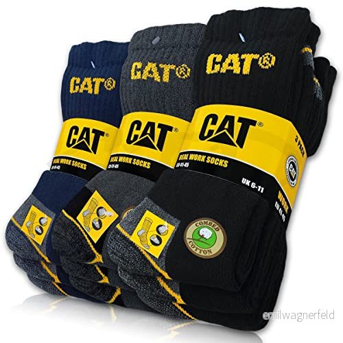 9 par CAT® Real Work strumpor kvinnor män arbetsstrumpor affärsstrumpor storlek 3550, färgblandning, 41 45 EU 4260732042648