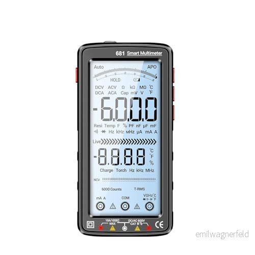 ANENG 681 6000 Räkna Digital Multimeter Smart Anti Burn Uppladdningsbar Universal Meter NCV Stor 5 tums LCD testare med spänningsbakgrundsbelyst ficklampa Ström Motstånd 768592123704
