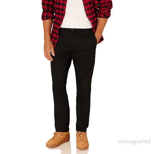 Amazon Essentials Herr Slim Fit Skrynkelbeständig platt framsida Chino byxa, svart, 35 W x 30 L 191770236437