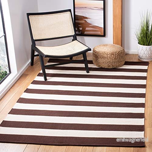 Safavieh modern platt vävd rektangulär matta, Montauk kollektion, MTK712, i choklad/elfenben, 152 x 244 cm för vardagsrum, sovrum eller valfritt inomhusutrymme 683726420941