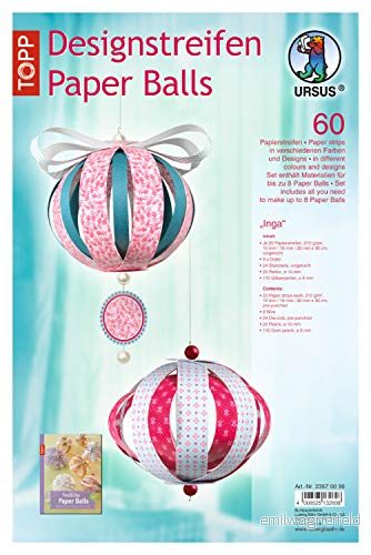 Ursus 23570099 Designremsor Paper Balls Inga, 60 ränder och tillbehör för 8 kokkulor 4008525132608