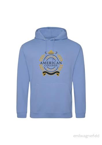 AMERICAN COLLEGE USA tröja med tryck varma kläder unisex barn pojkar och flickor casual modell ACSCW5 himmelsblå 14 år, turkos, �r 3666052673769