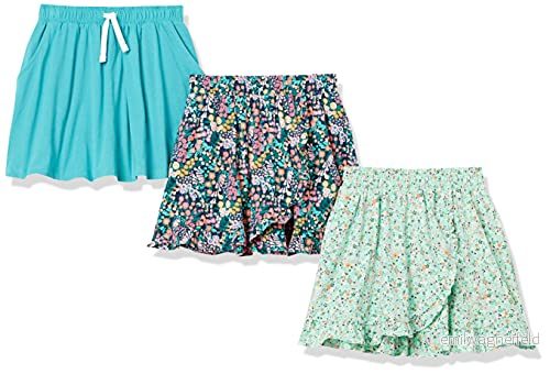 Amazon Essentials stickade shorts för flickor, 3 pack, Blå (Teal blå), Medium 195111277806