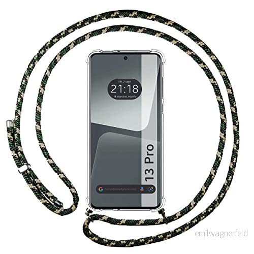 Tumundosmartphone Transparent hängande fodral för Xiaomi 13 Pro 5G med Cordon Rosa Fuchsia 8434844952676
