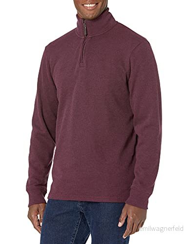 Amazon Essentials Herr kvarts dragkedja fransk ribbtröja, vinröd ljung, Small 193548625542