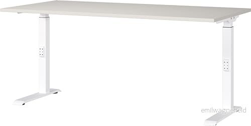 Germania skrivbord 7911-642, i ljusgrå/vit, me. höjdinsats, 160 x 91 80 cm (B H D) 4005949791640
