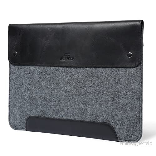 MegaGear MacBook väska av äkta läder och fleece 13,3 tum grå 193029003418