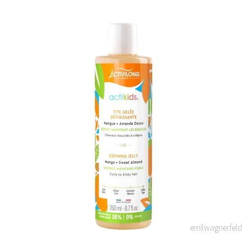 ACTIVILONG Actikids Definiant Jelly Tite Lockigt till krusigt hår Från 3 år söt mandel och mango 98% naturliga ingredienser vegan allergivänlig doft tillverkad i Frankrike 260 ml 3327520003395