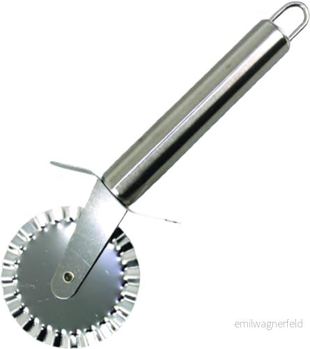 PARENCE. Set med 2 pizzahjul deg och pizzaformar i motståndskraftigt rostfritt stål Pizzaskiva måtten 19 X 6,5 CM Enkel förvaring för upphängning 3701127518108
