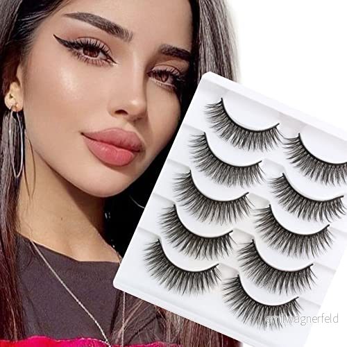 3D Naturliga falska ögonfransar 5 naturligt utseende korta par minkögonfransar lashes Wispy handgjorda återanvändbara ögon av Glowing Win 606600745640