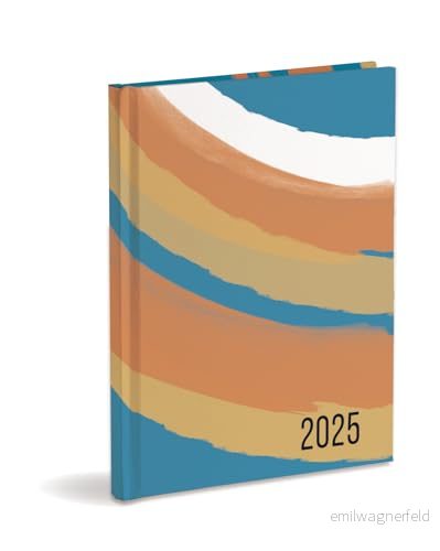 Agenda Organizer 2025 januari december inbunden, Vecka, Blå och orange 8059174875565