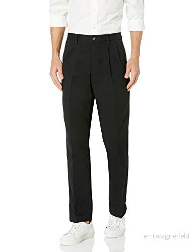 Amazon Essentials herr klassisk passform skrynkelfri veckad chinos byxa för män (finns i stor och hög), svart, 36 B x 31 L 191770479186