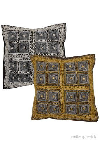 Rajrang örngott Checkerot handarbete svart bomull 2 st. 887541013009