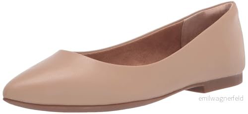 Amazon Essentials dam spetsig tå balett platt, beige fuskläder, 41.5 EU 840809194391