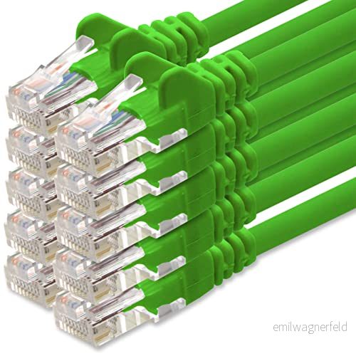 1aTTack.de nätverkskabel Cat.6 grön 10x 3m (set) CAT6 Ethernet kabel LAN 1000 Mbits (PoE) patchkabel 4251073652733