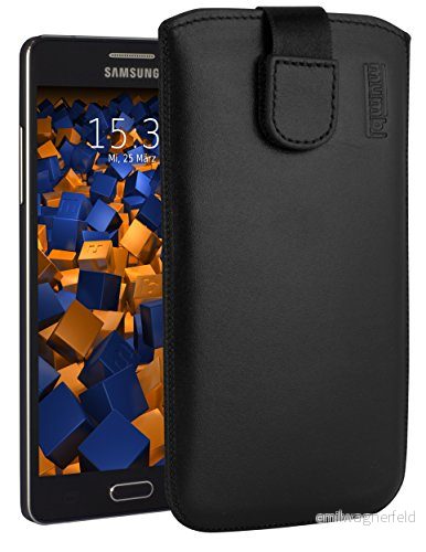 mumbi Äkta läderväska kompatibel med Samsung Galaxy A5 2015 fodral läder väska Case wallet, svart 4251077201272