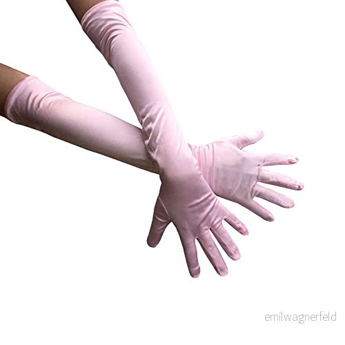 AUSUAYA Långa operahandskar i satin för kvinnor, formella, armbågslängd handske brud, kvällsdans, teparty, kyrka/bröllop W G 1, Rosa, en storlek 647581592977