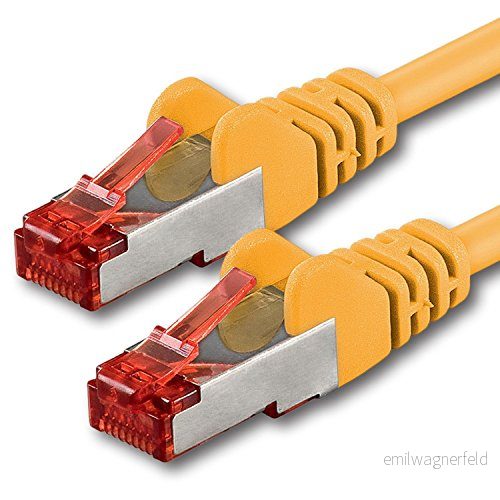 1aTTack.de 30 m Cat6 Ethernet kabel Lan Patch Cat 6 kablar Internet Rj45 kontakt 1 Gbit/s SFTP PIMF gul st 4250344851752