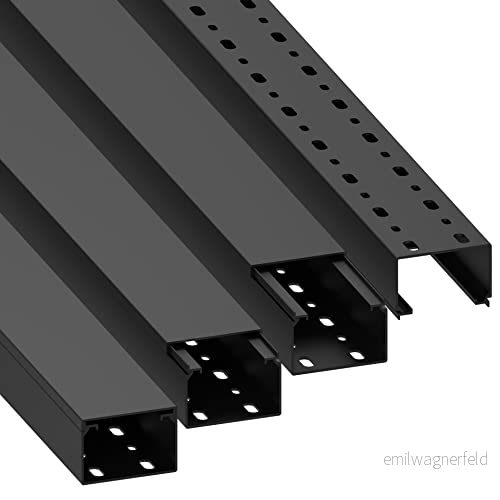 Habengut CC10114 Kabelkanal (med monteringshål i golvet) 40x60 mm av PVC, färg: svart, längd 4 m (4 x 1 längd) 4018475346031