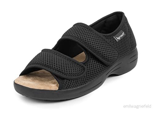 Aerosoft Reha sandaler stretch 06 kvinnor män kardborreband bredd G H halkfri, svart, 42 EU 4251842208468
