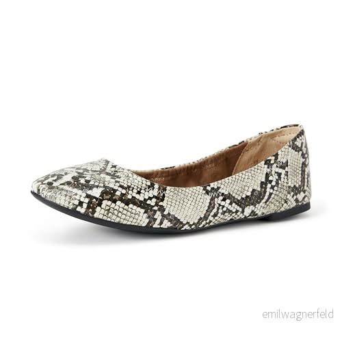 Amazon Essentials kvinnors Belice Slip On Ballet platt, svart vit fuskormhud, 41 EU Bred 840809186730