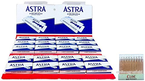 Astra Superior Stainless Blue 100 Rakblad och 20 Blodstoppare 7702018926909
