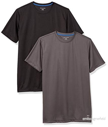 Amazon Essentials Active Performance Tech T Shirt för män (finns i stor och lång), 2 pack, mörkgrå/svart, Large 195111305554