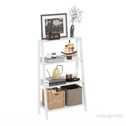 Furinno stege bokhylla visningshylla, 4 nivåer, vit 840308809338