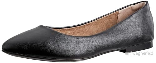 Amazon Essentials dam spetsig tå balett platt, svart fuskläder, 41.5 EU Bred 840809192267
