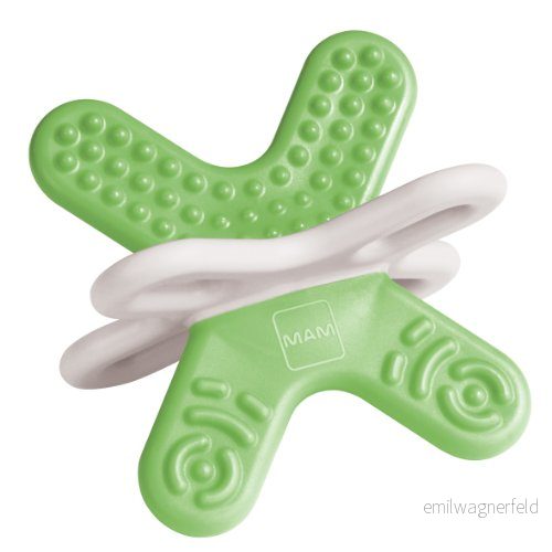 MAM Bite & Relax Phase 2 mini bitring, tandhjälpmedel speciellt för ryggtänderna, extra lätt bitring spädbarn i 3D form, från 4 + månader, grön 4042894585221