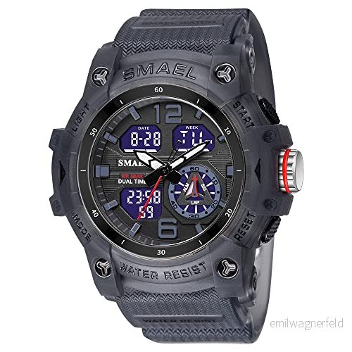 AIMES militärklockor för män utomhussport digital klocka taktisk arméarmbandsur LED stoppur vattentäta män, C transparent svart 748521765809