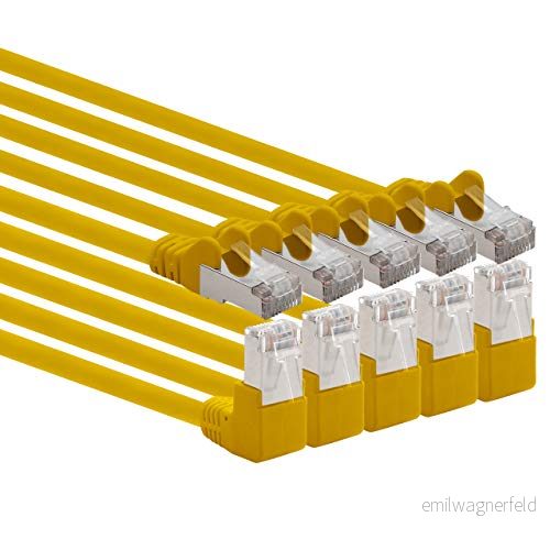 1aTTack.de 366225 Cat.6 nätverkskabelvinkel 90 grader 5m - gul 5 stycken Cat6 patchkabel (SFTP PIMF) 1000Mbit / s Rj 45-kontakt x meter 4251073662251