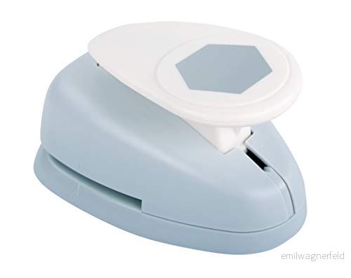 Rayher 69197000 motivstans hexagon, 5,08 cm ø, 2 tum, lämplig för stansning av papper/kartong upp till 200 g/m2, motivhål sexkantig, grå 4006166418112