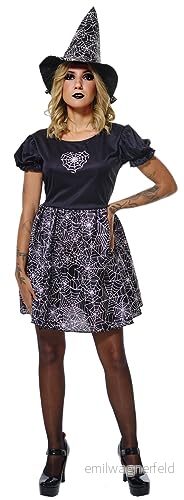 Rubies Spiderweb Glow In Dark Witch Kostym för kvinnor, Klänning och hatt, Officiell Halloween, Carnival, Fester Cospplay 8422971088474