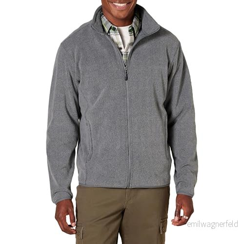 Amazon Essentials Men's Fleecejacka med dragkedja (finns i Big & Tall), Träkol ljung, S 195111855714