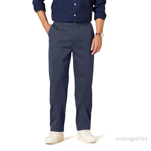 Amazon Essentials herr Classic Fit skrynkelbeständig platt framsida chinos byxa (finns i stor och hög), marinblå, 46 B x 32 L 196433253868