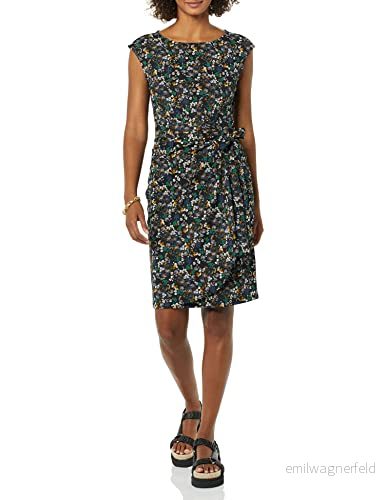 Amazon Essentials dammössa ärm båthals falsk wrap klänning, svart Ditsy blommig, medium 196433565497