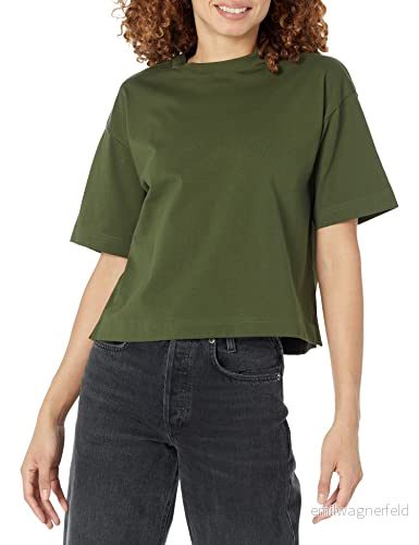 Amazon Essentials dam ekologisk bomull droppe axel avslappnad boxy kortärmad t-shirt (finns i plusstorlek), mörk oliv, XX-Large 196433859985