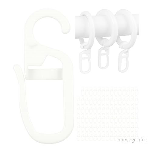 60 x Gardinkrokar, Lämplig för gardinringar med Ø 6mm, 5mm och 4mm öljetter, Fäst på stavar/stolpar, Fästbar hängande krok badrum duschdraperi, Hushållstillbehör, Home Accessories 8720364191122