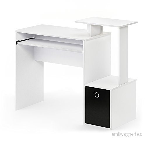 Furinno Econ multifunktionell hemmakontor dator skrivskrivbord, datorskrivbord, studieskrivbord, w/Bin, vit/svart, 100 (B) x 86,6 (H) 39,9 (D) cm 816718026580