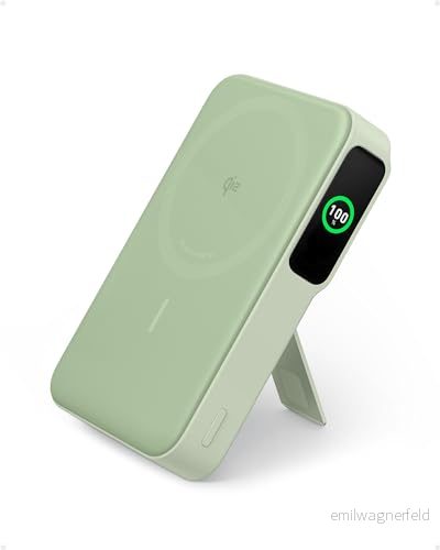 Anker MagGo Power Bank, Qi2 certifierad 15W MagSafe kompatibel bärbar laddare, 10.000 mAh batteripaket med Smart Display och hopfällbart stativ. Endast för iPhone 16/15/14/13 (USB C kabel ingår) 194644156671