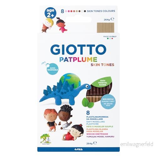 GIOTTO Patplume, Vegetabilisk Plasticin, Skin Tones, Blandade färger, 8 enheter 8000144009183