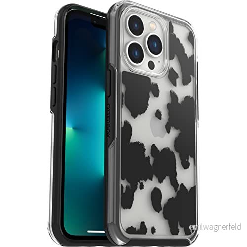 OtterBox Symmetry skal för iPhone 13 Pro, stöttåligt, fallsäkert, skyddande tunt skal, testad till militärstandard x3, Cow Print 840262390170