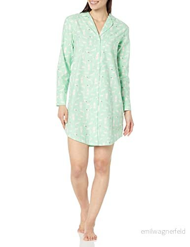 Amazon Essentials damvävd flanell hack krage nattlinne (finns i plusstorlek), mintgrön skogsdjur, XX Large 196433802226